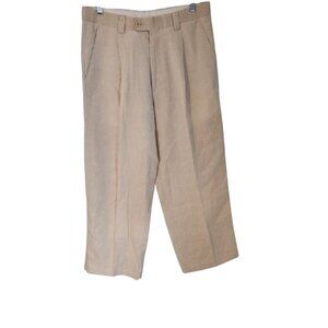 INSERCH Collezione Pants 100% Linen Oatmeal Ivory Office Mens 32x28 NEW NWOT